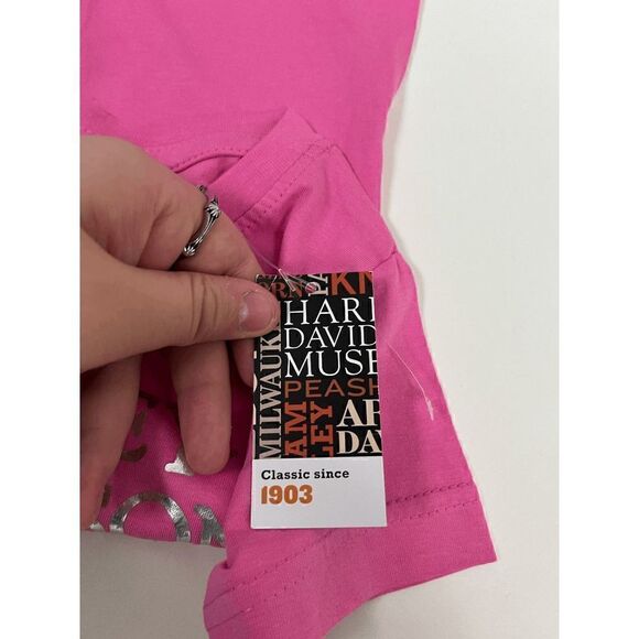 Harley Davidson Museum Girls Pink Short Sleeve Crew Neck Tee Shirt Size XS NWT - Picture 3 of 6